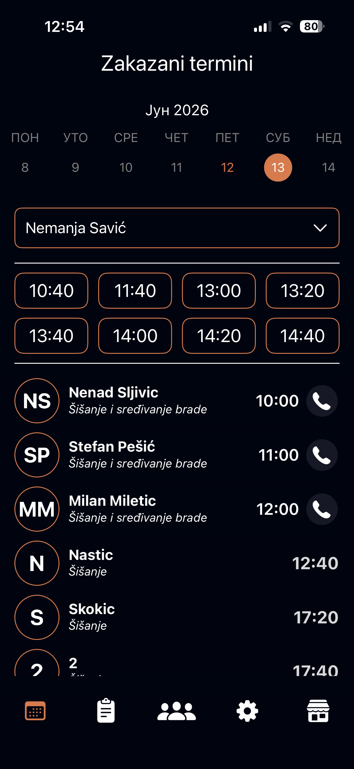 Pregled svih termina u Termino aplikaciji