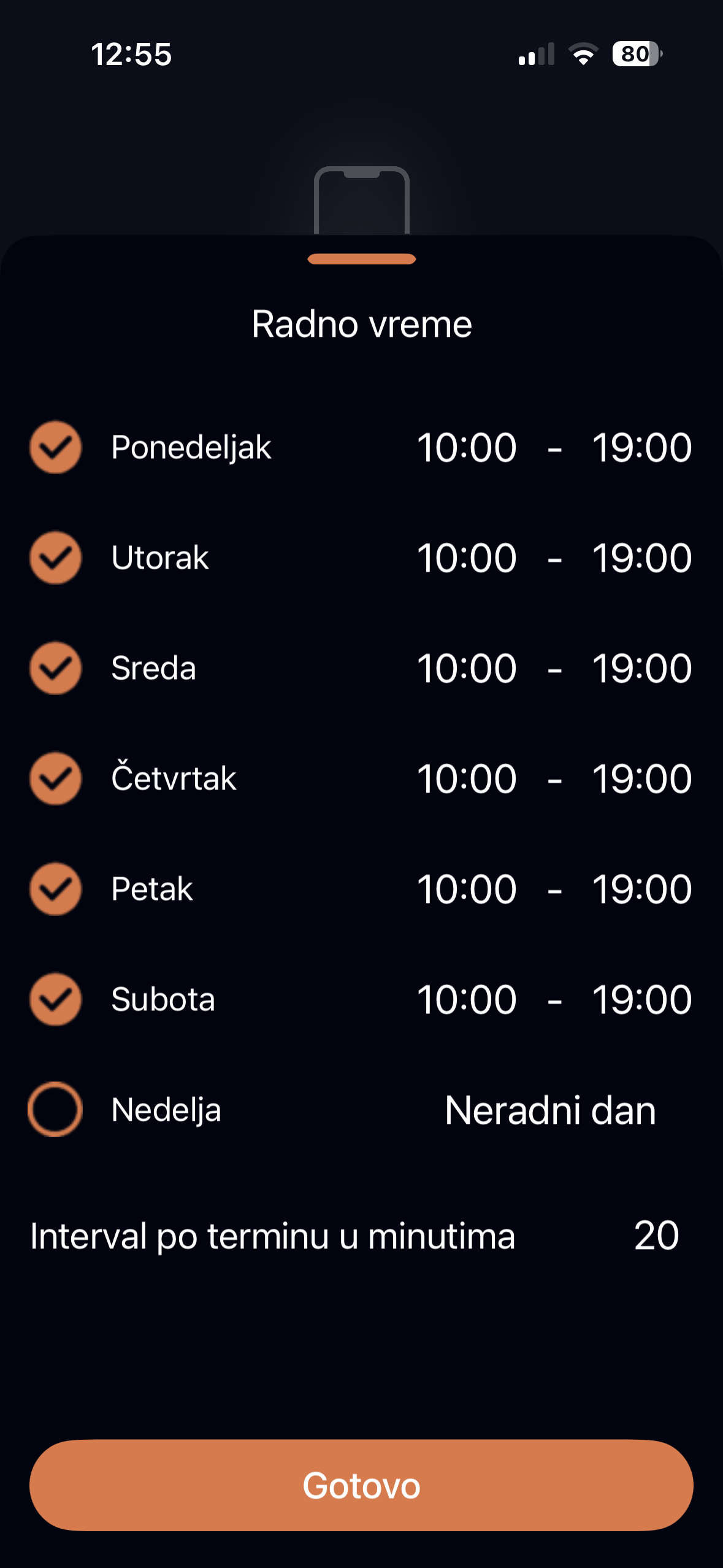 Podešavanje radnog vremena